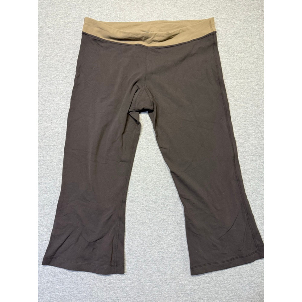 lululemon athletica Brown Capri Leggings with Tan Fold-Over Waistband